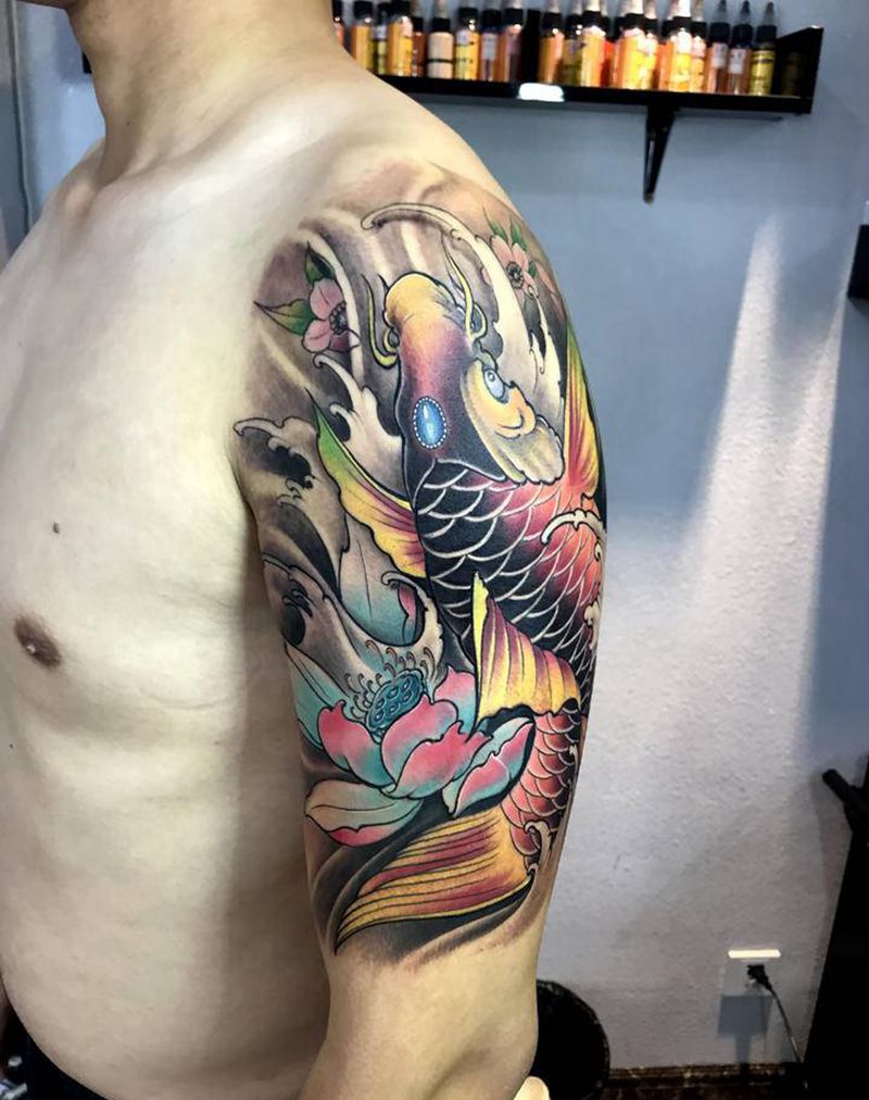 生财有“余”纹身图片_手臂手部新传统老传统纹身图案