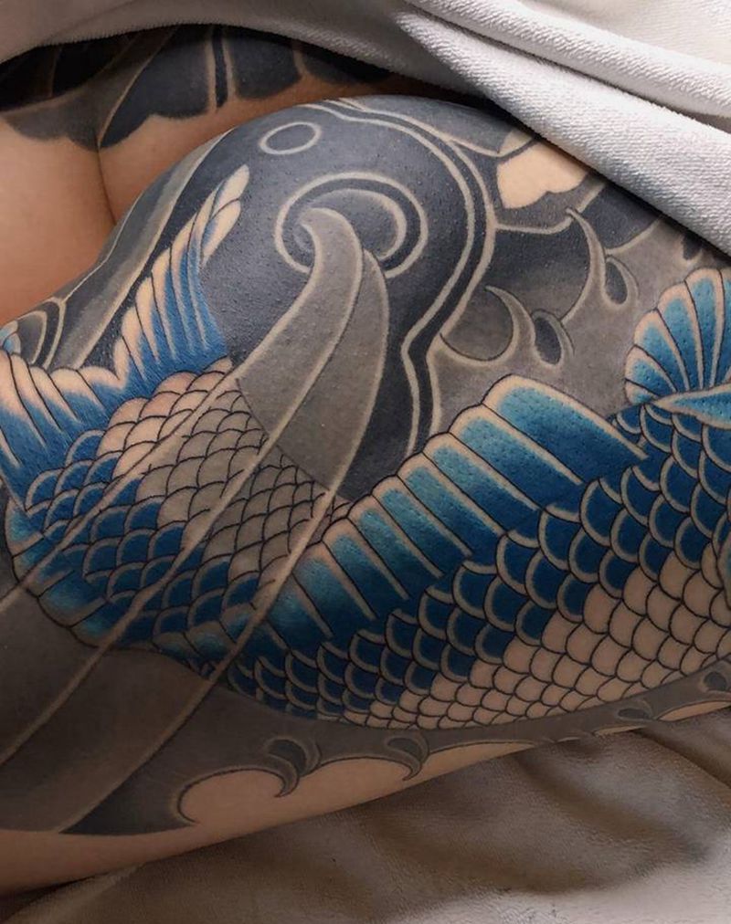 进度纹身图片_臀部背部老传统新传统纹身图案