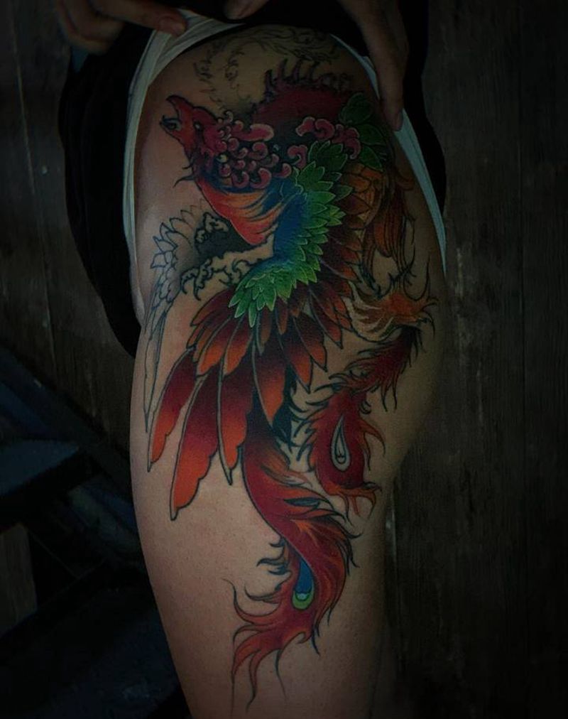凤凰纹身图片_新传统纹身图案