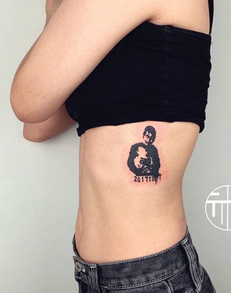 老照片纹身图片_腰部图腾照片纹身图案