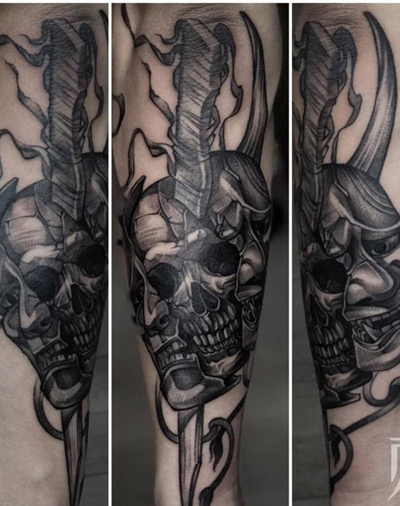 般若纹身图片_手臂欧美写实纹身图案