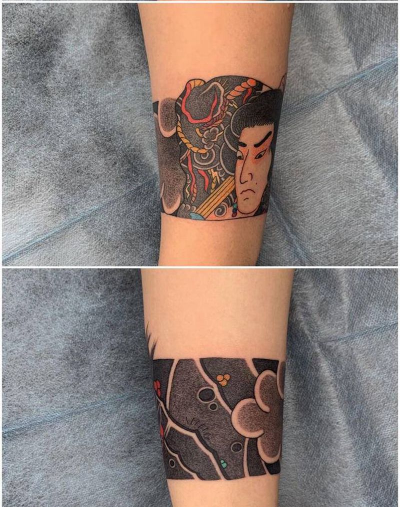 老传统臂环纹身图片_手臂老传统纹身图案