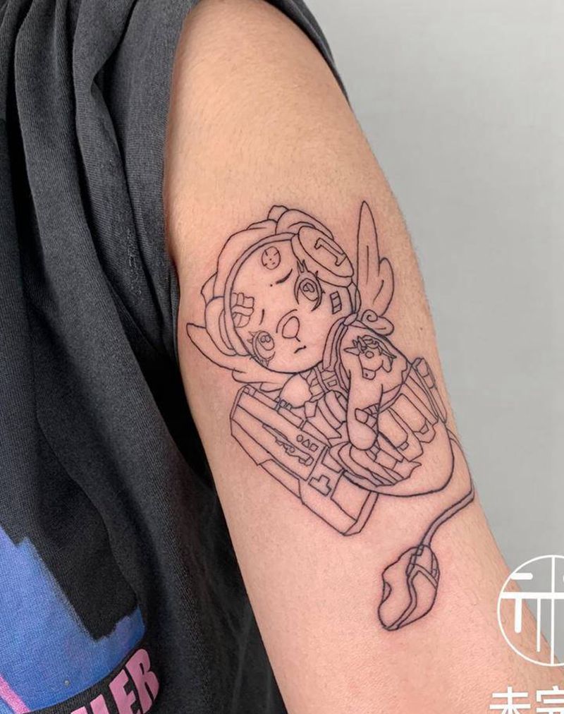 csgo设计女孩纹身图片_手臂New School小可csgo纹身图案