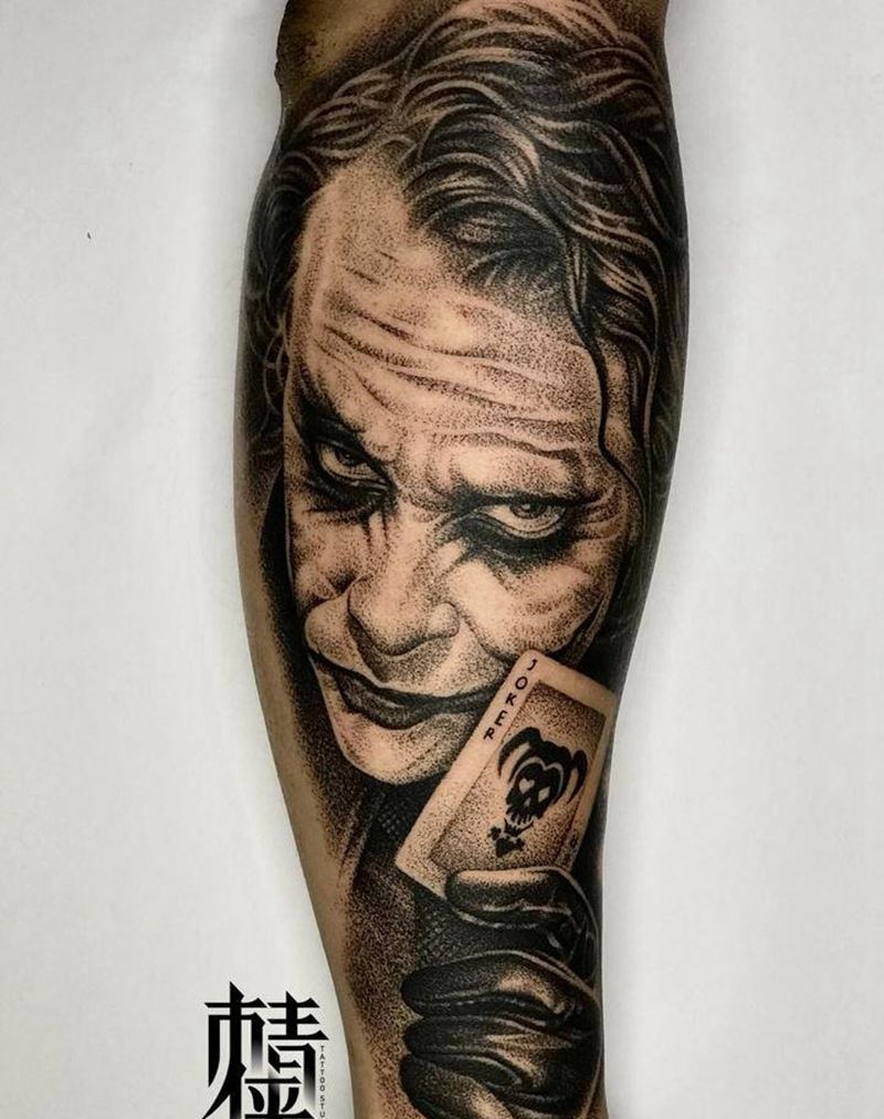 Joker纹身图片_手臂欧美写实纹身图案