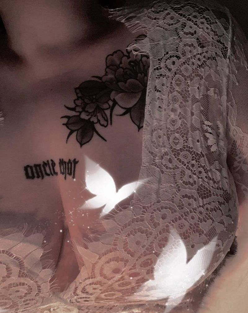 自己家的买家秀纹身图片_胸部肩部新传统老传统纹身图案