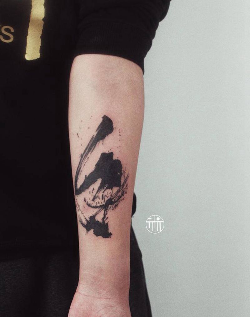 水墨纹身图片_手臂水墨纹身图案