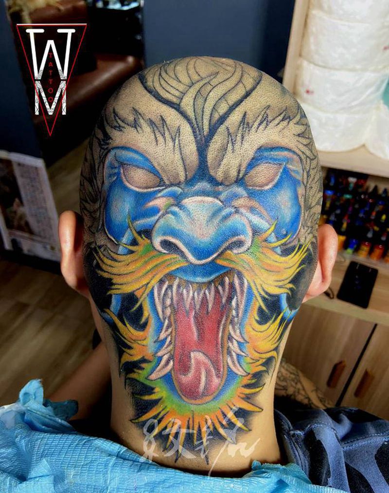 龙头老大纹身图片_新传统纹身图案