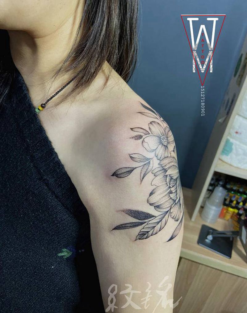 素花纹身图片_手臂纹身图案