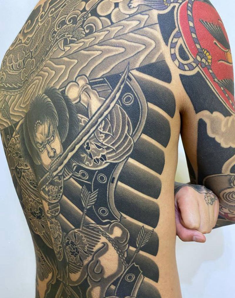 张顺破水門纹身图片_背部手臂老传统新传统纹身图案