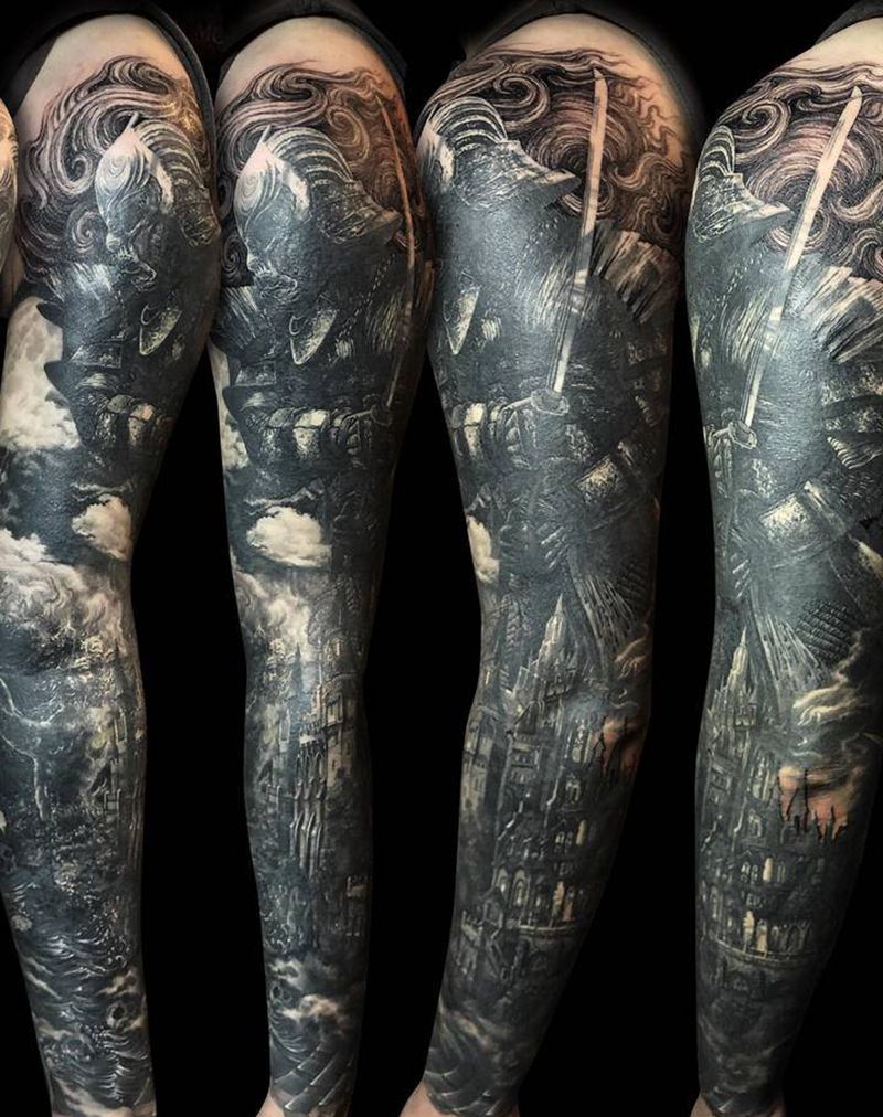 花臂遮盖纹身图片_手臂欧美写实遮盖纹身图案