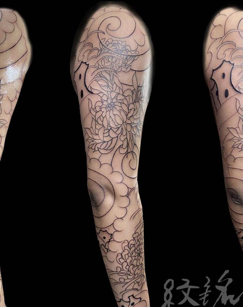 日式传统纹身图片_手臂老传统纹身图案