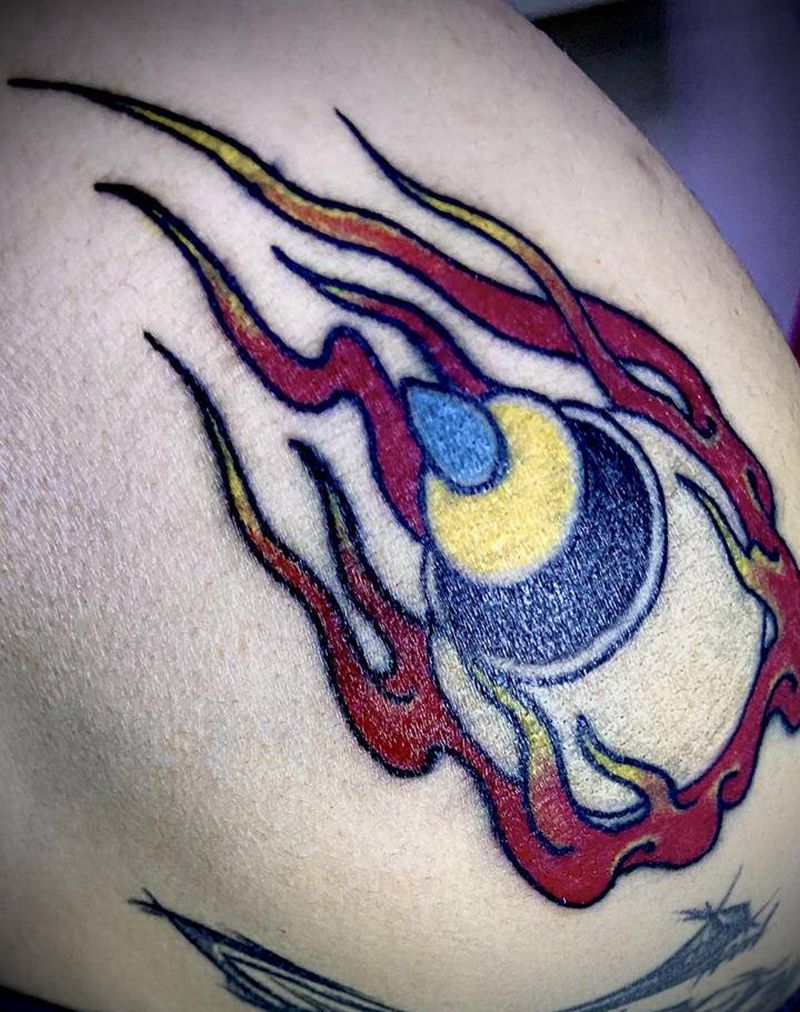 宝珠纹身图片_肩部老传统纹身图案