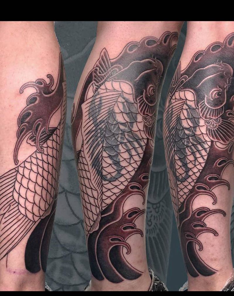 争上游（未完成）纹身图片_腿部老传统纹身图案