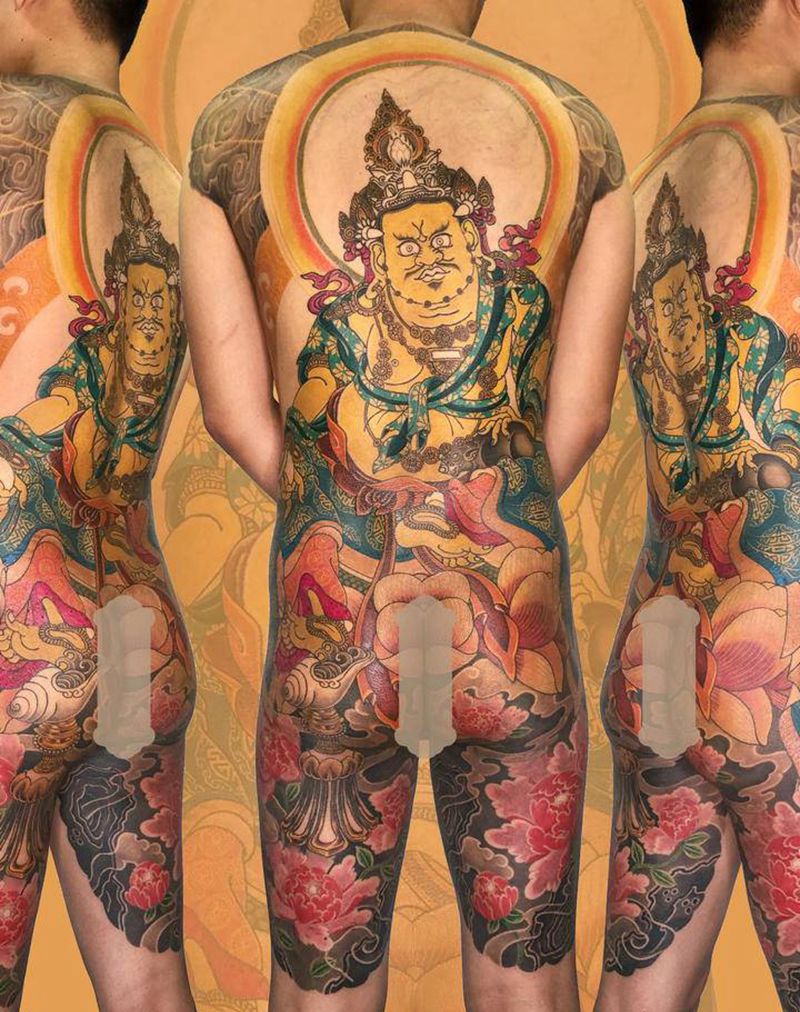 最近进度纹身图片_背部老传统纹身图案