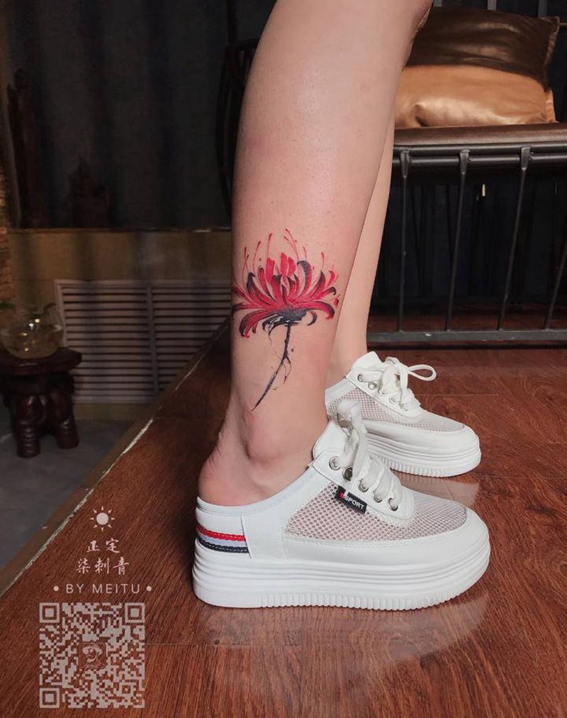 彼岸花纹身图片_肩部腿部新传统纹身图案