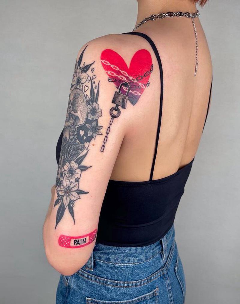 ❤️纹身图片_手臂欧美写实爱心纹身图案