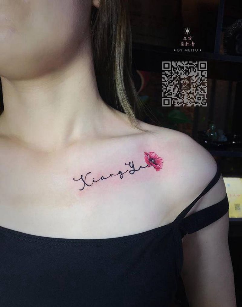 锁骨纹身图片_胸部颈部水彩纹身图案