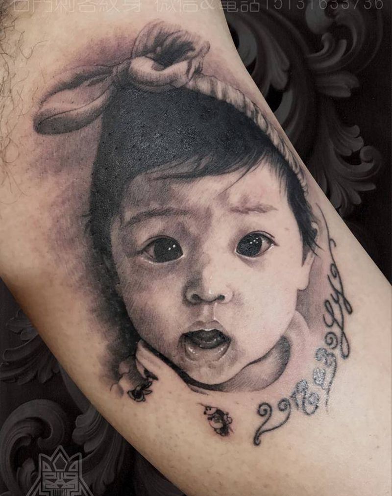 肖像纹身图片_手臂欧美写实肖像纹身图案