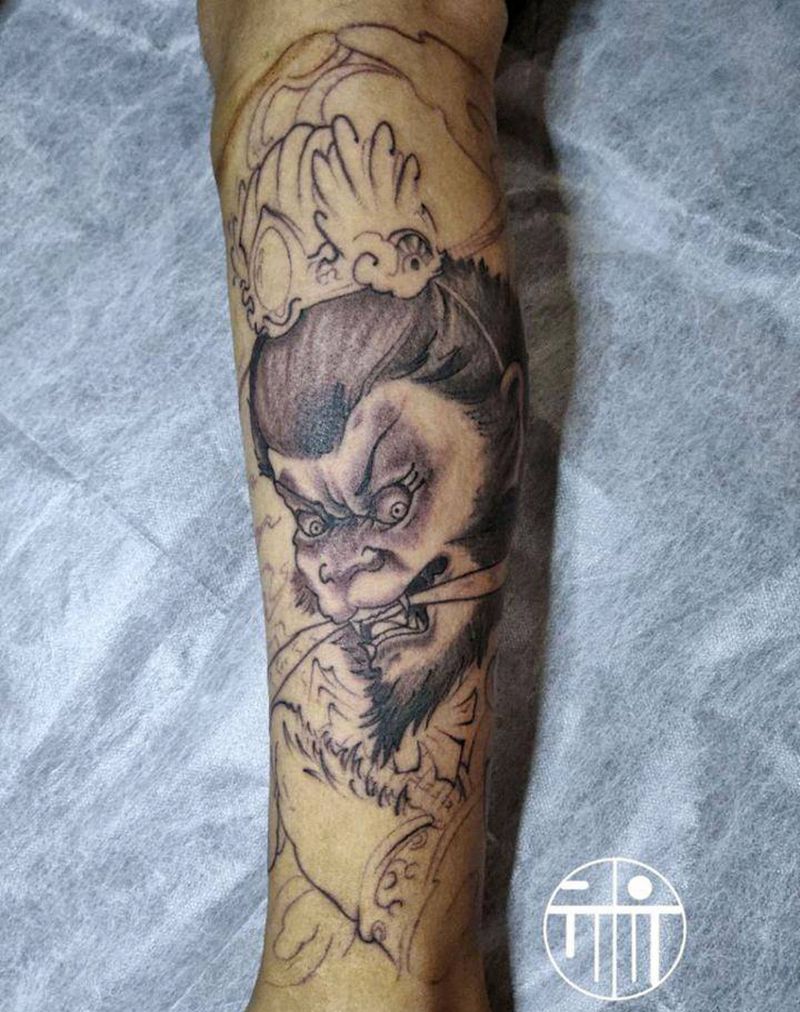 齐天大圣（未完）纹身图片_腿部新传统孙悟空齐天大圣纹身图案