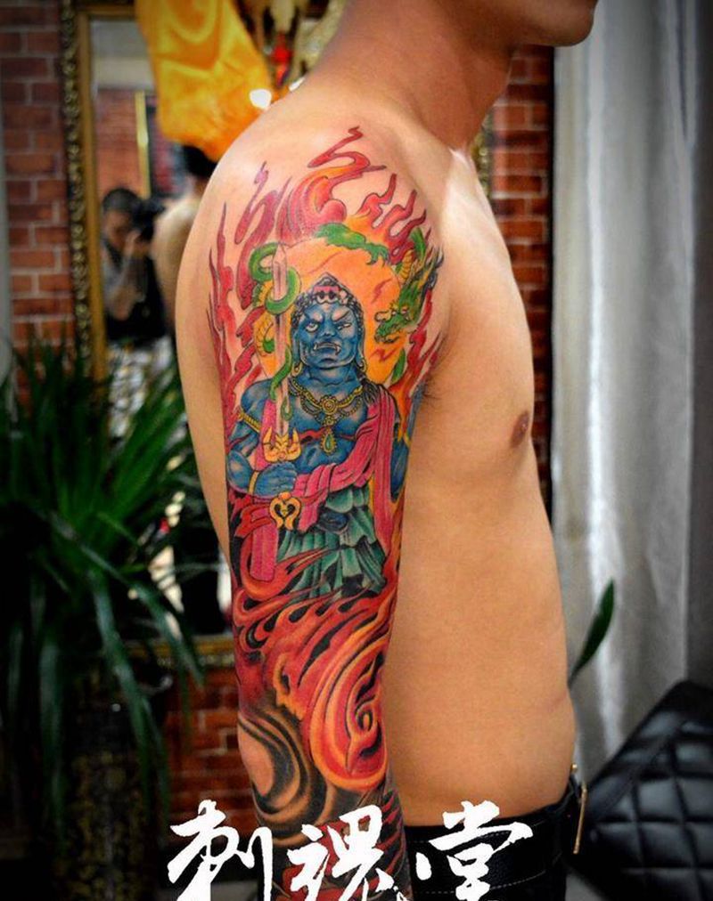 花臂系列纹身图片_手臂人物传统纹身图案