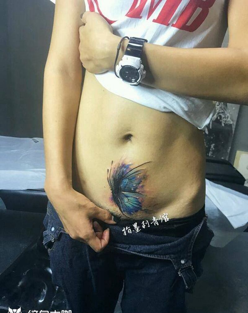 破腹产疤痕遮盖纹身图片