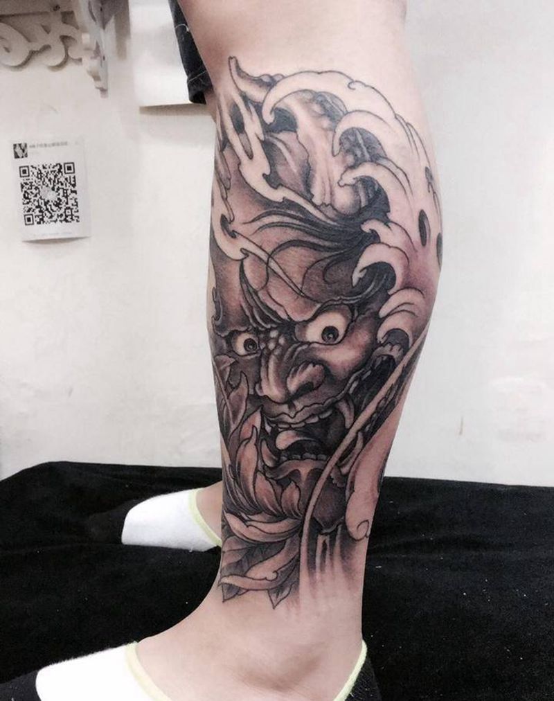 般若纹身图片_腿部纹身图案