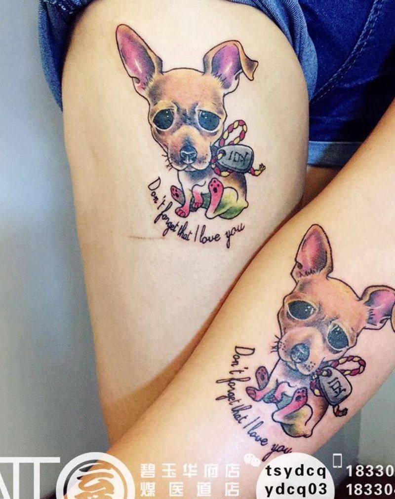 情侣纹身纹身图片_成品腿部欧美动物情侣纹身图案