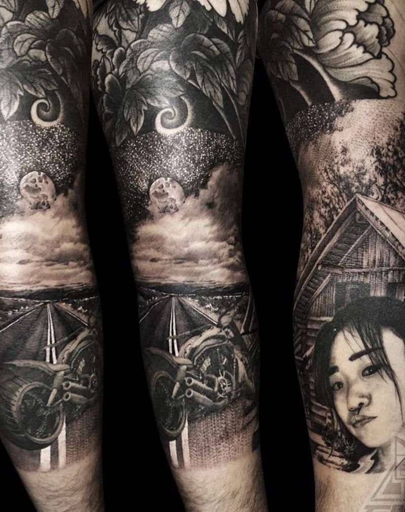 以爱之名纹身图片_成品手臂欧美写实肖像人物静物纹身图案