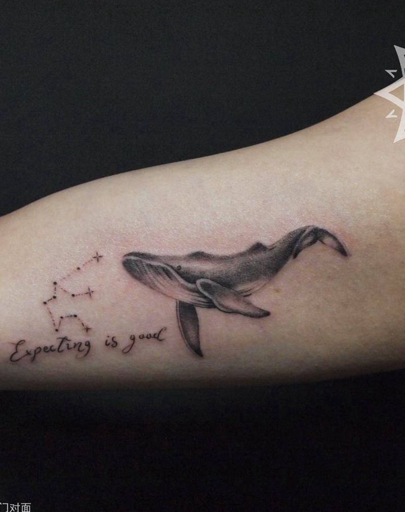 小写实鲸鱼纹身图片_手臂欧美写实纹身图案