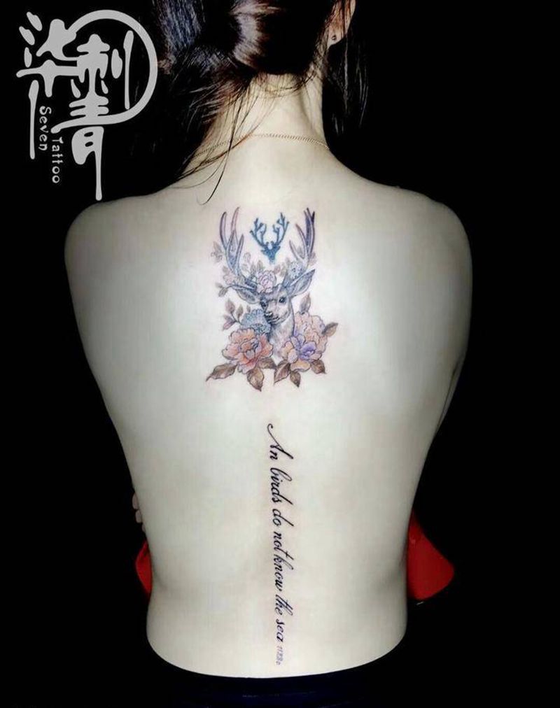 旧纹身修改添加纹身图片_成品肩部背部清新传统字符图腾原创纹身图案