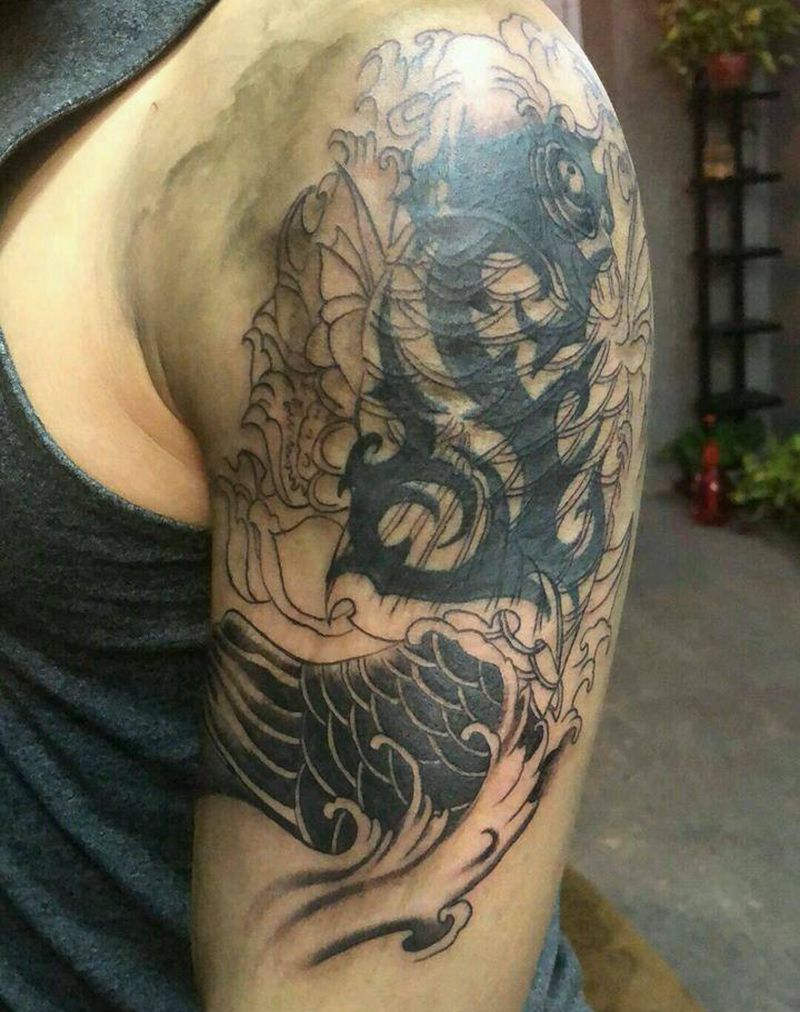 遮盖大黑鱼纹身图片