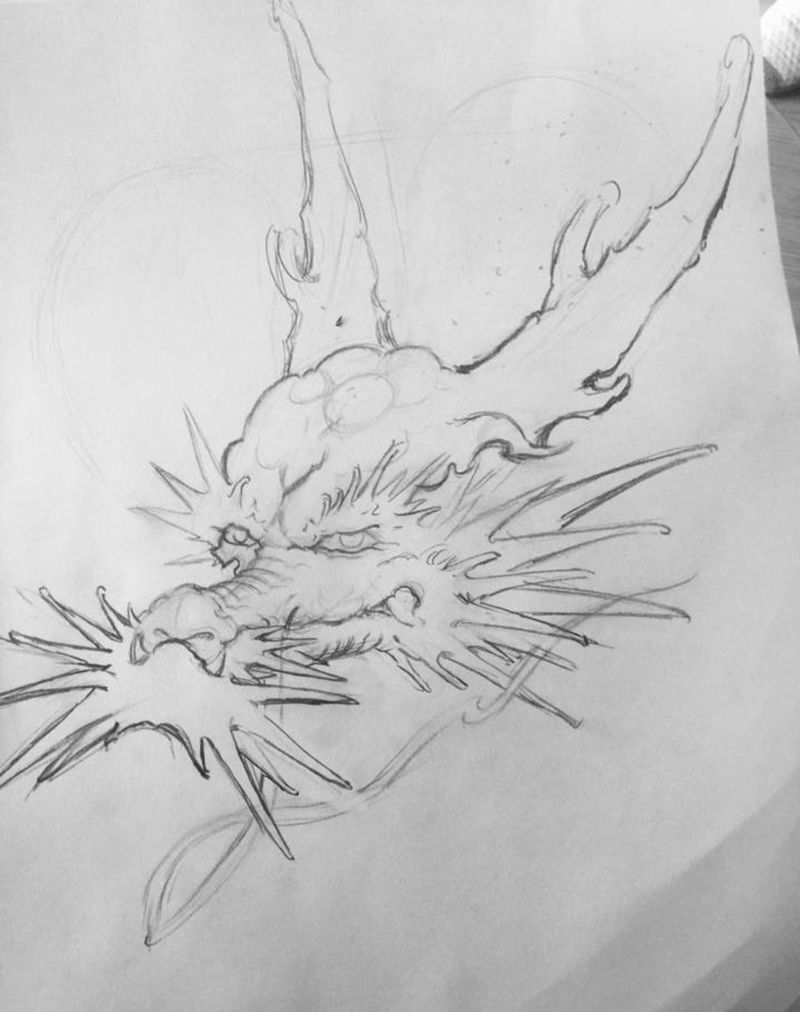画龙纹身图片_手稿插画传统动物鬼神纹身图案