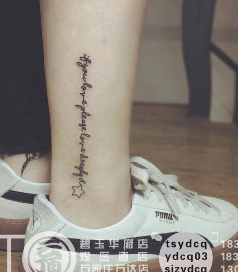 小清新纹身图片_成品腿部欧美字符原创纹身图案