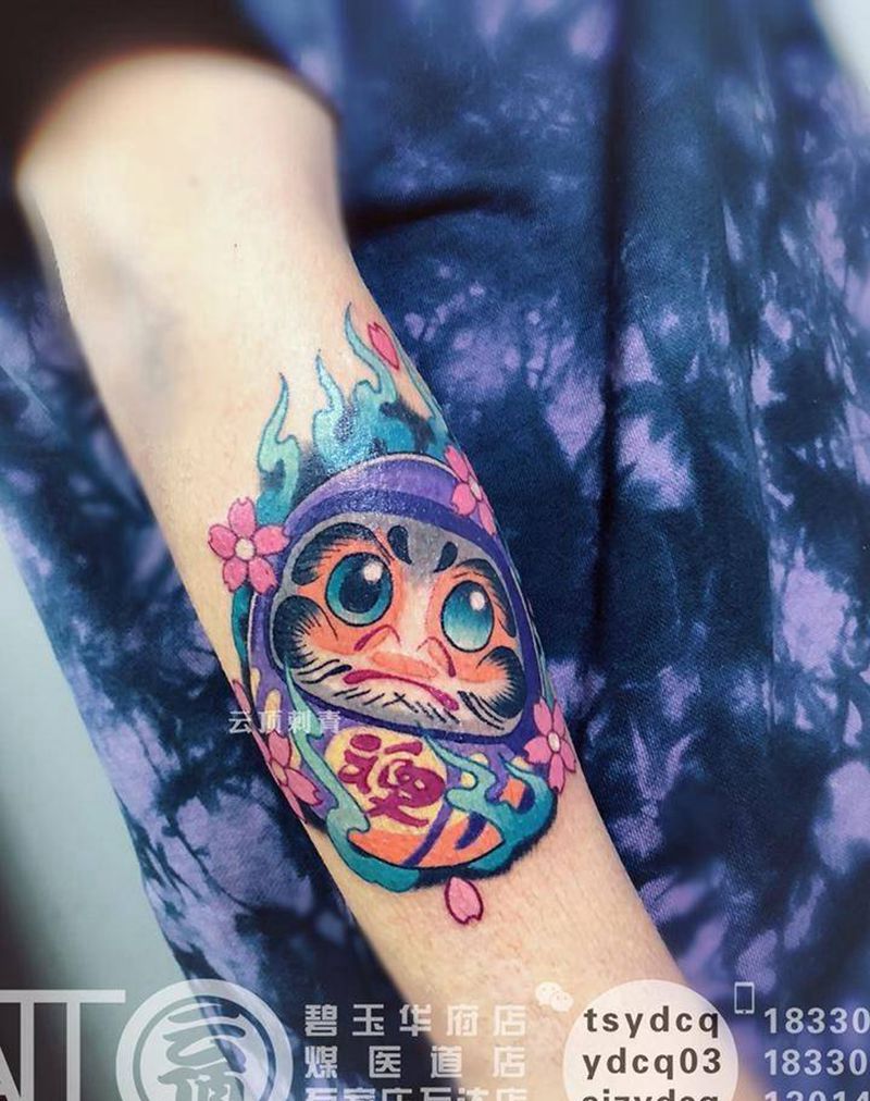 达摩纹身图片_成品手臂传统习俗宗教原创鬼神纹身图案