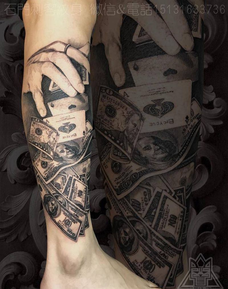 扑克美元纹身图片
