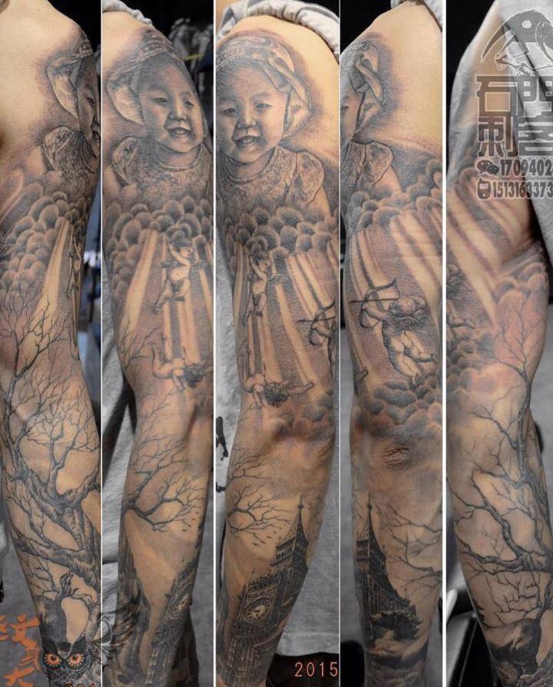 欧美写实花臂纹身图片_欧美写实人物动物静物原创手臂纹身图案