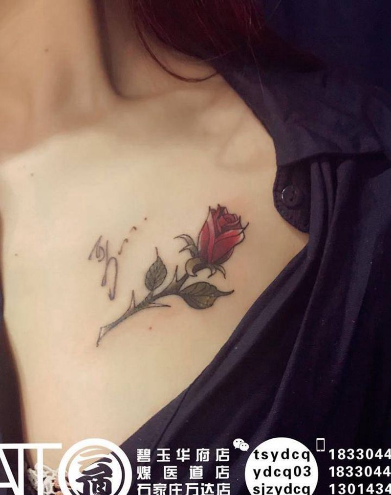 玫瑰纹身图片_成品颈部腰部手臂手部脚部胸部清新欧美植物纹身图案