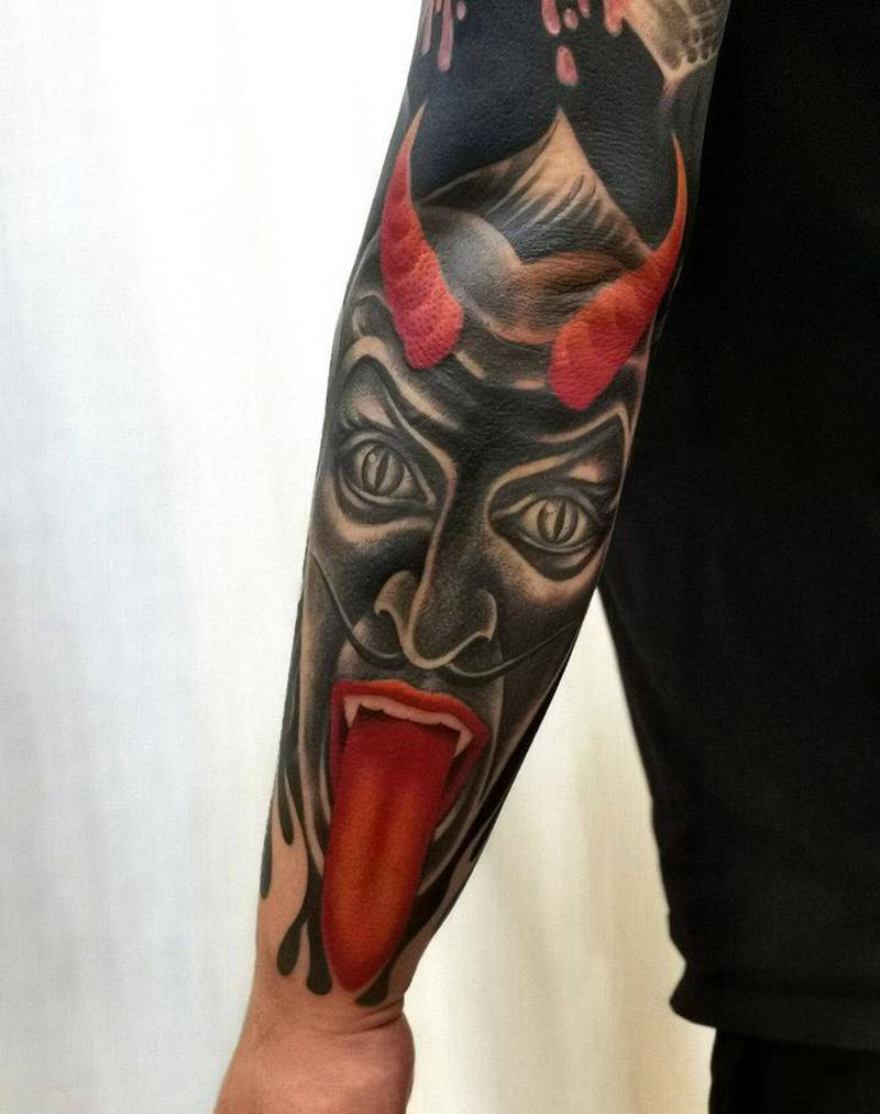 恶魔纹身图片_欧美写实纹身图案