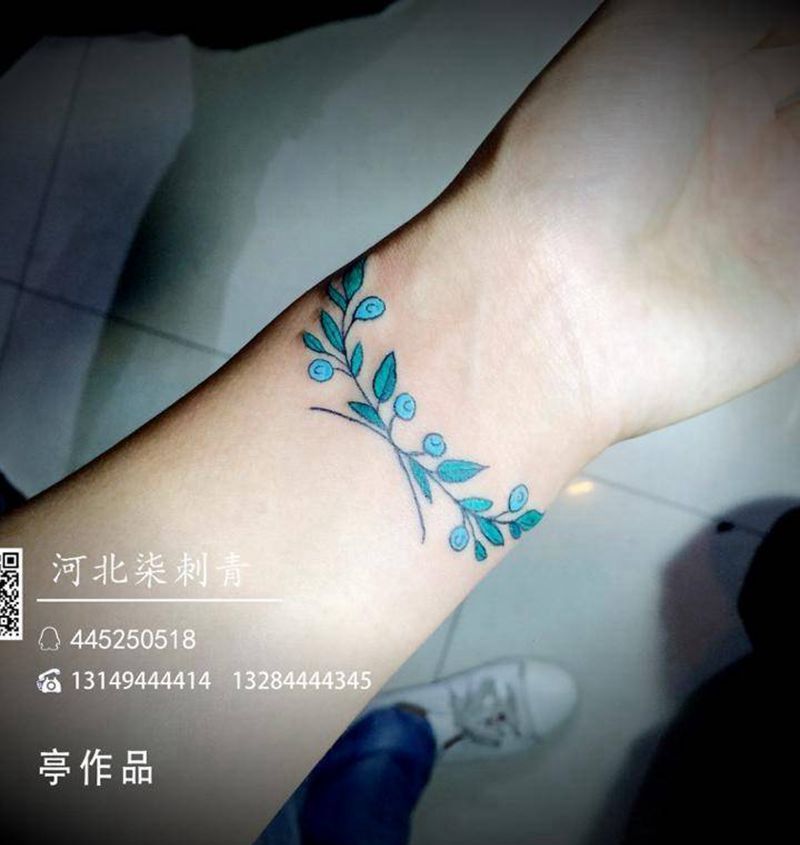 叶子纹身图片_成品手臂清新植物纹身图案