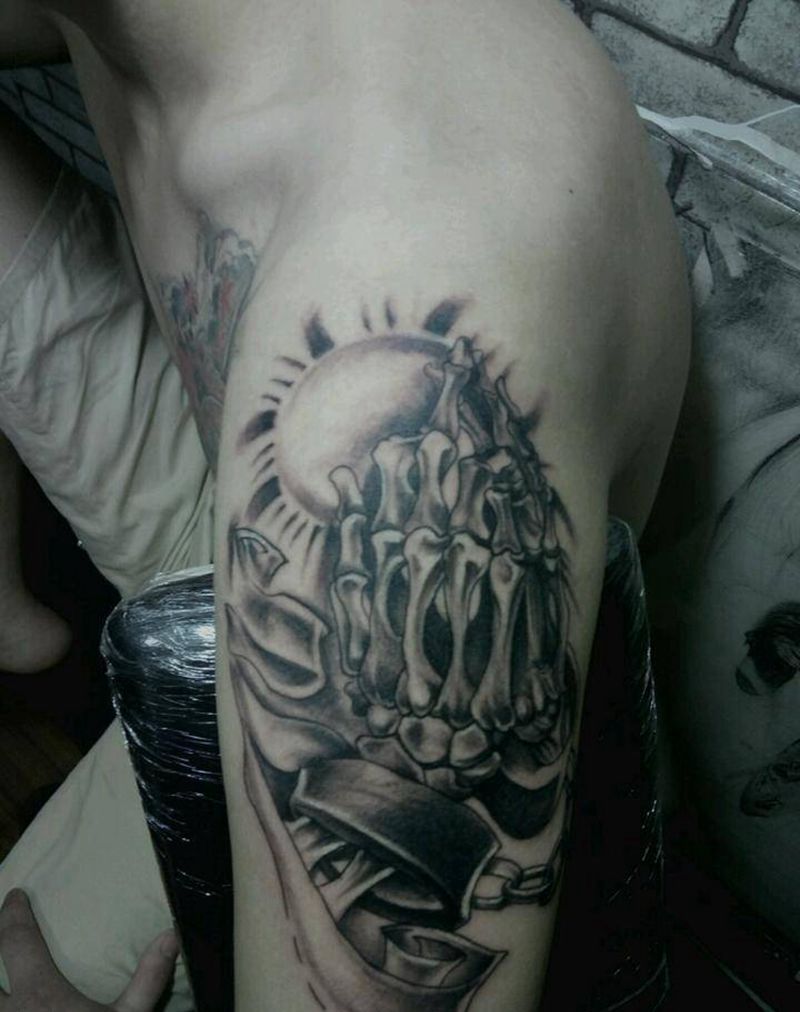 骨骼纹身图片_手臂手部脚部纹身图案