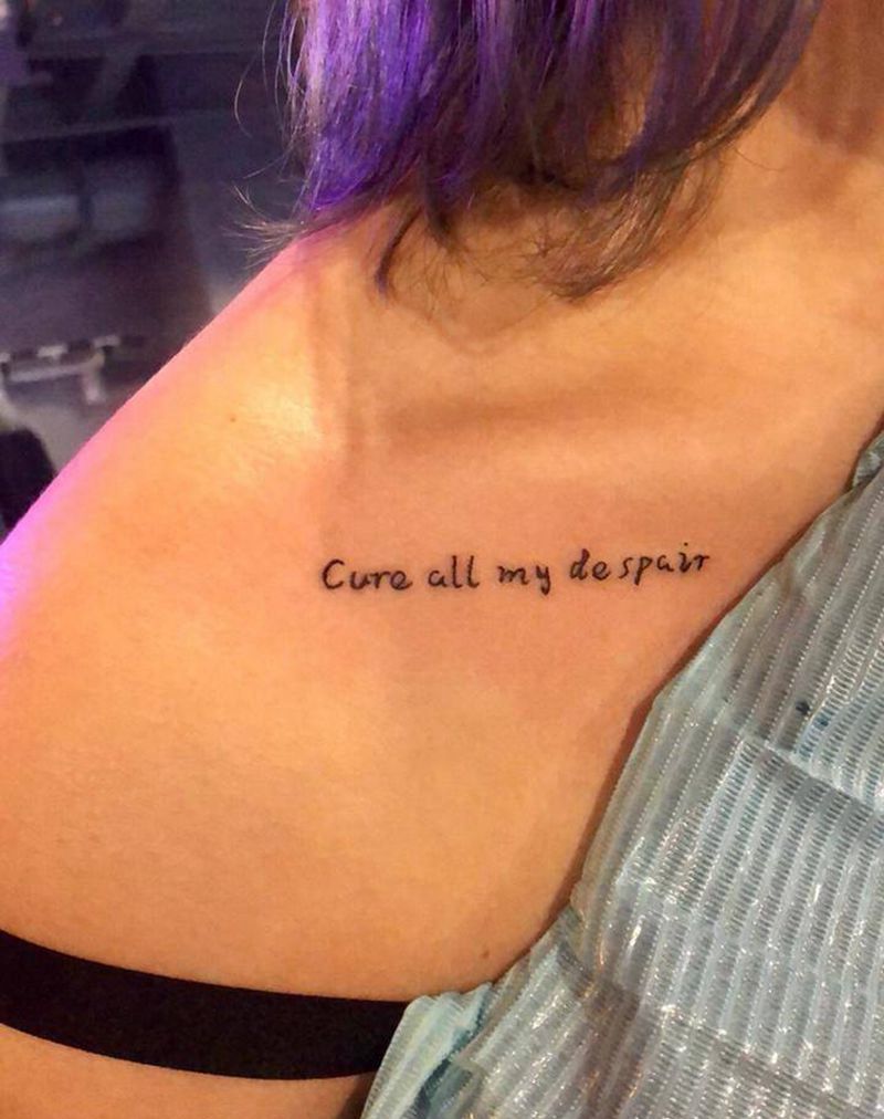 锁骨英文纹身图片