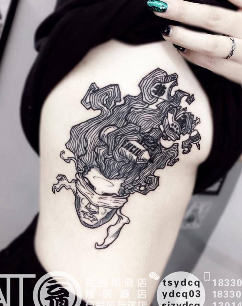 原创个人风格纹身图片_成品腰部欧美清新肖像原创人物纹身图案