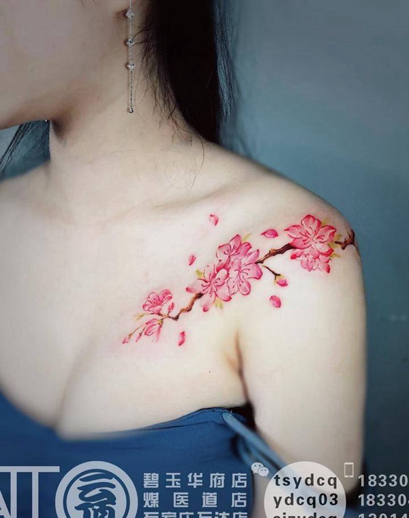 肩纹身图片_成品肩部清新植物原创纹身图案