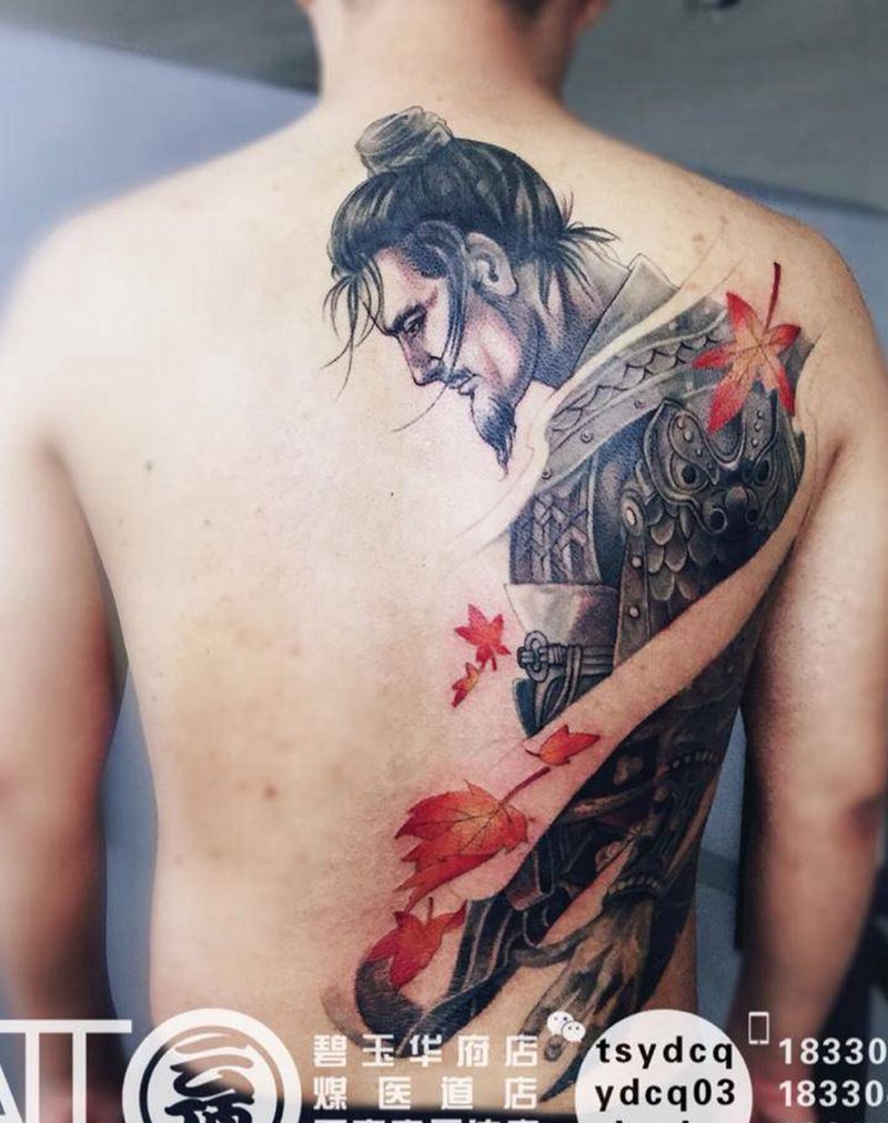 中国武士 未完待续纹身图片_成品背部传统习俗肖像人物原创纹身图案