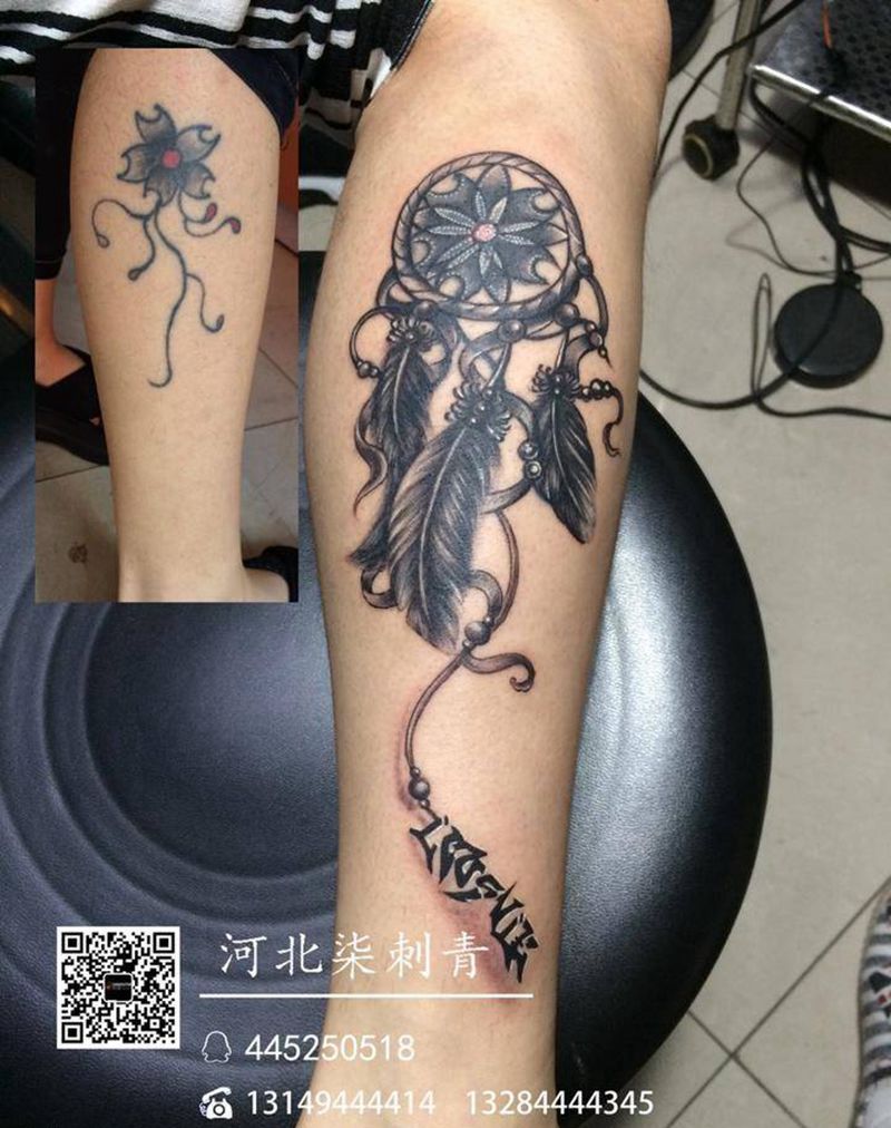 捕梦网修改纹身图片_成品腿部传统原创纹身图案