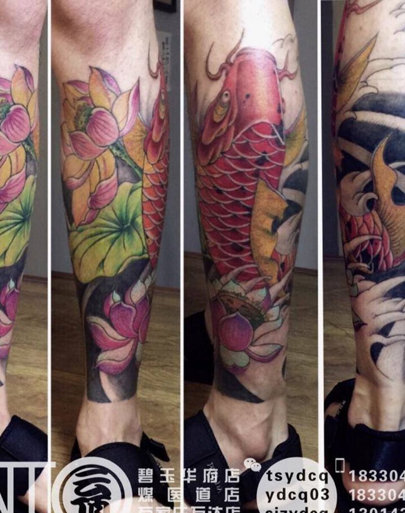 老纹身修改纹身图片_成品腿部传统动物原创纹身图案