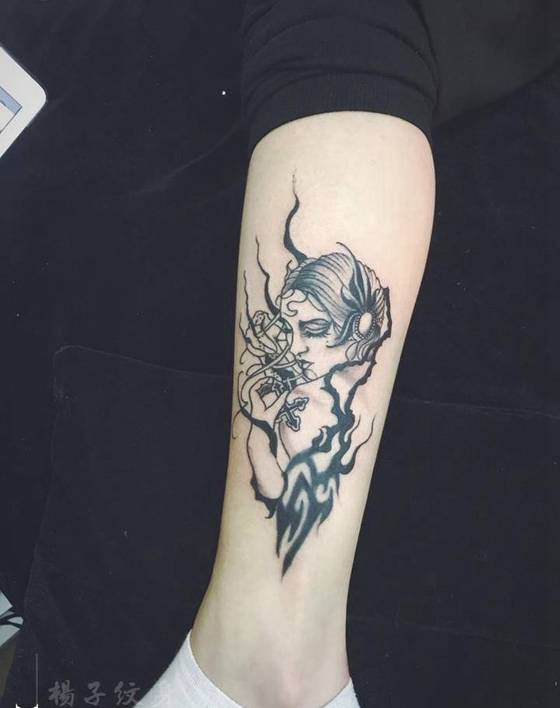 遮盖纹身纹身图片_人物腿部纹身图案