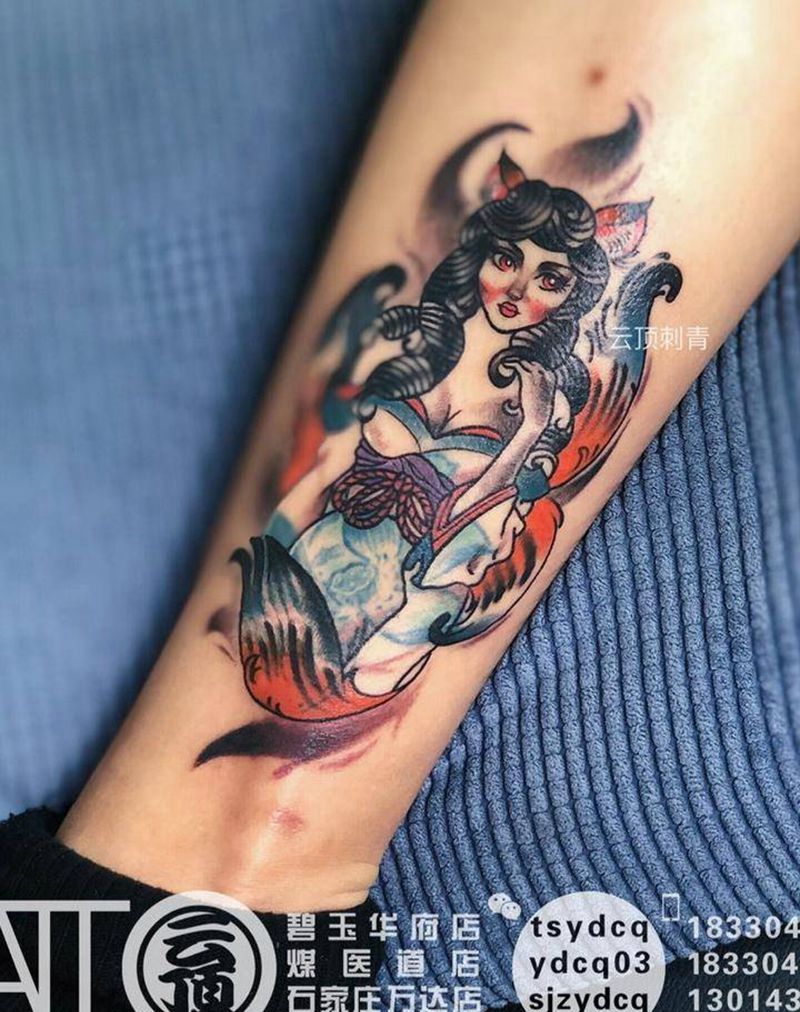 九尾狐遮盖老纹身纹身图片