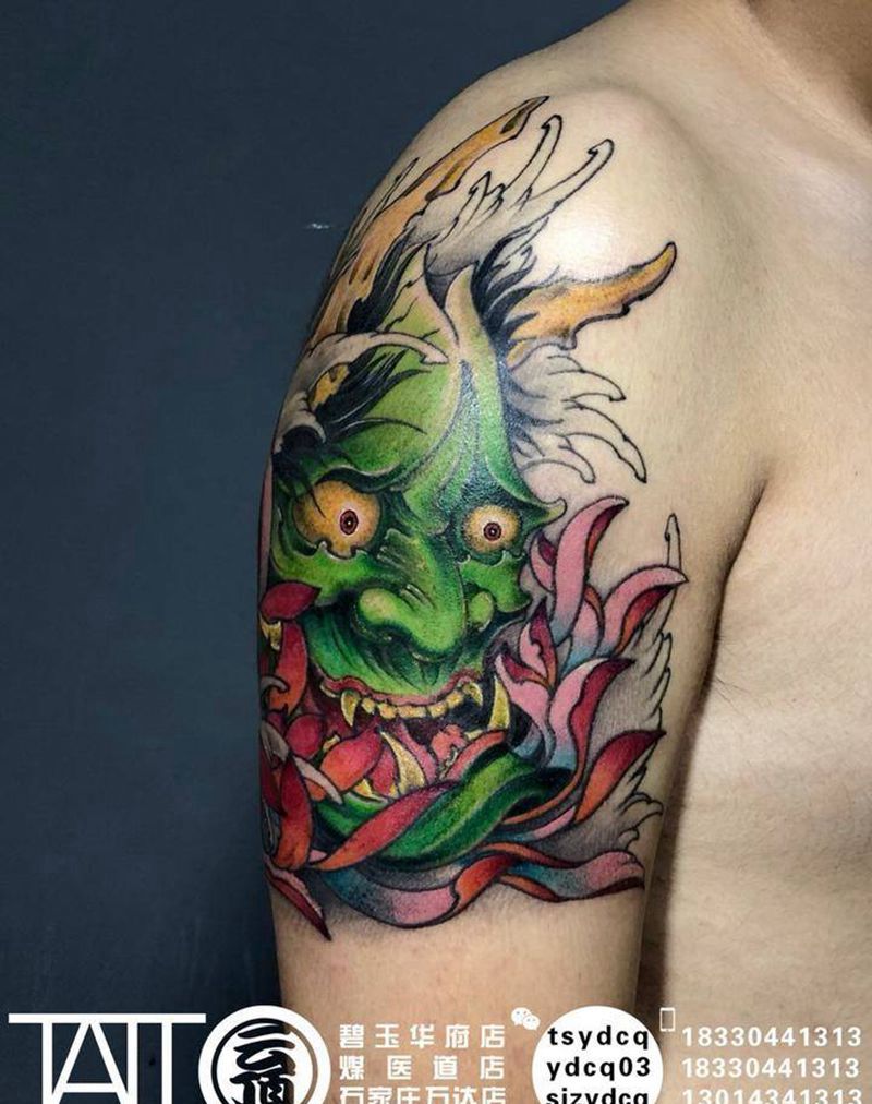 般若纹身图片_手臂新传统般若纹身图案