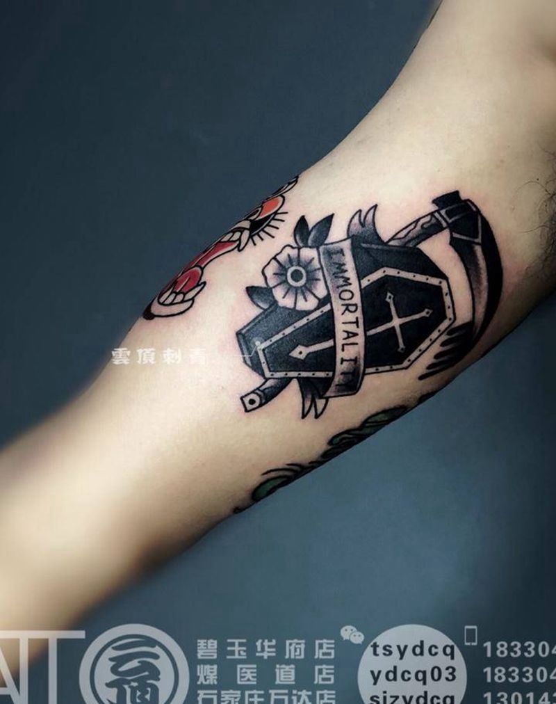 old school纹身图片_成品手臂欧美习俗鬼神原创宗教纹身图案